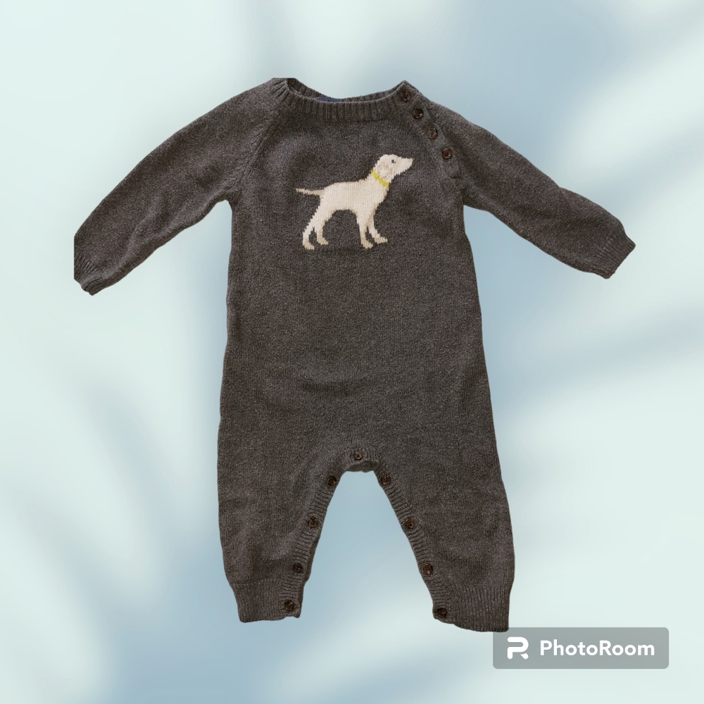 baby Gap Sweater Romper with Yellow Lab, Size 6-12M
